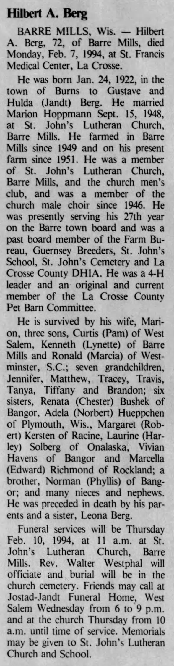 Clipping from The La Crosse Tribune